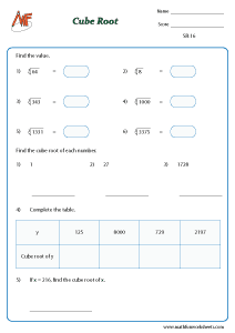 Square and Cube Root Worksheets