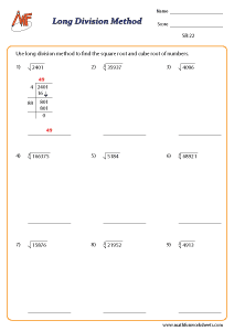Square and Cube Root Worksheets