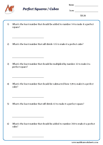 Square and Cube Root Worksheets