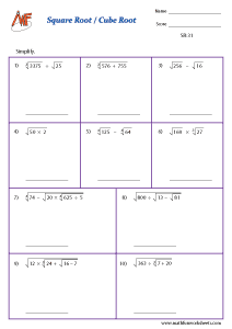 Square and Cube Root Worksheets | Math Fun Worksheets