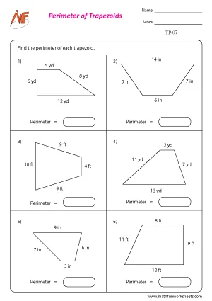 Trapezoid Worksheets