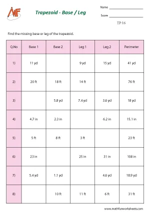 Trapezoid Worksheets