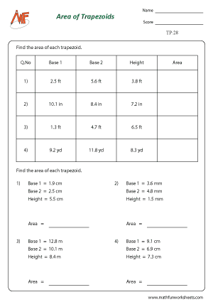 Trapezoid Worksheets