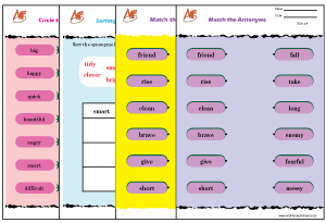 Synonym & Antonym Worksheets