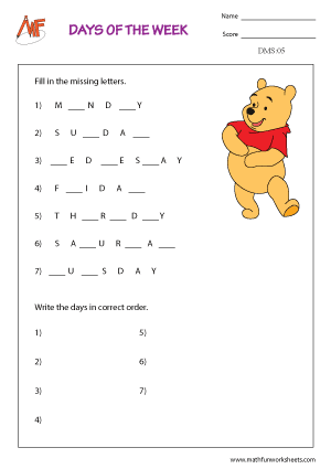 Days, Months and Seasons Worksheets