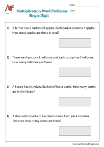 Multiplication Word Problems Worksheets