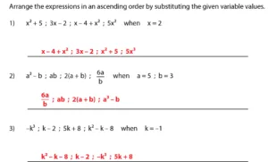 Evaluating Algebraic Expressions