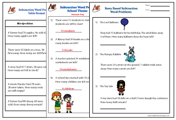 Subtraction Word Problems