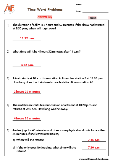 Time Word Problems