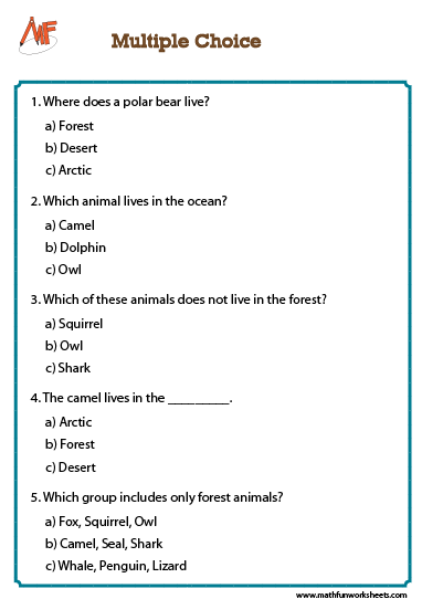 Animal Habitats Worksheets