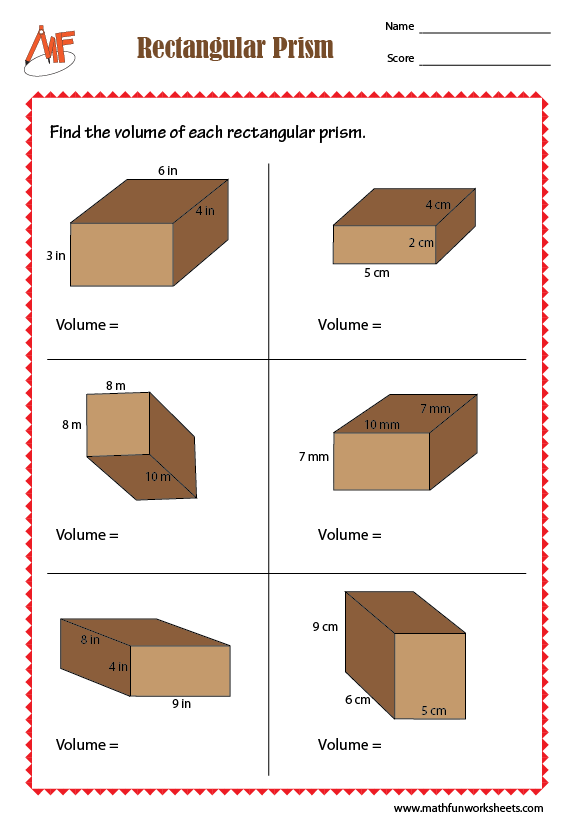 Volume Worksheets