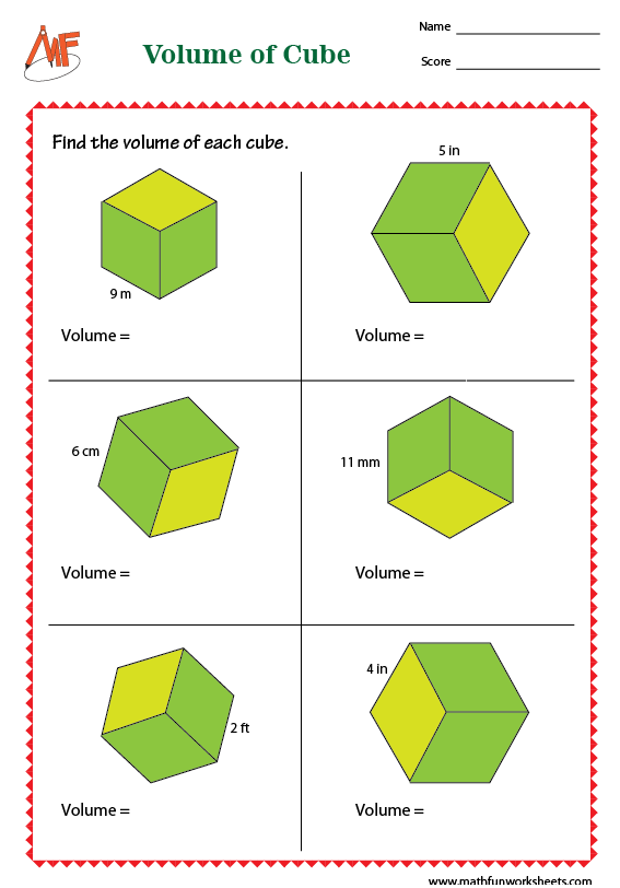 Volume Worksheets