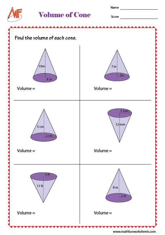 Volume Worksheets