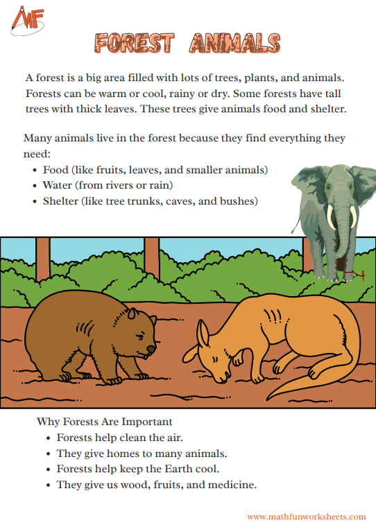 Animal Habitats Worksheets