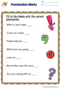 Punctuation Worksheets