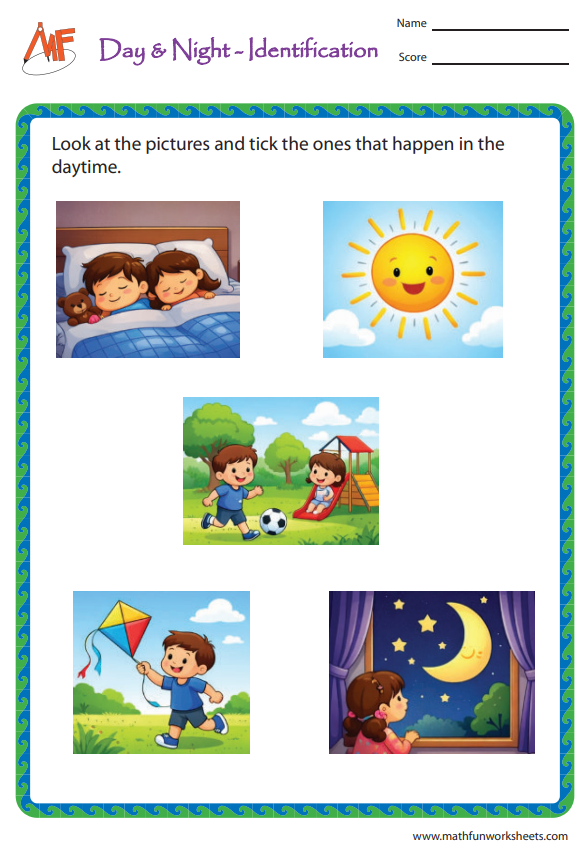 Day and Night Worksheets