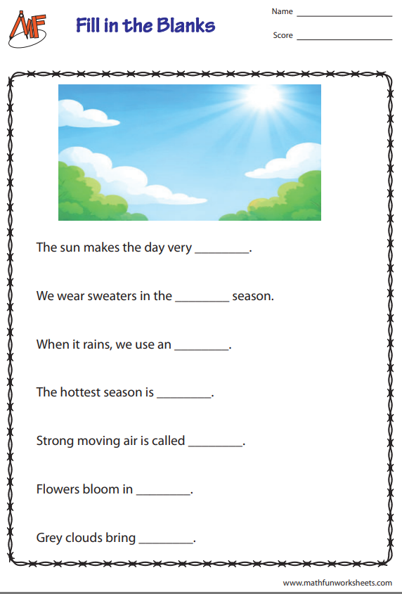 Weather and Seasons Worksheets