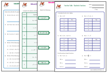 Function Tables Worksheets