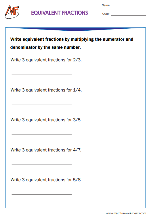 Write Equivalent Fractions