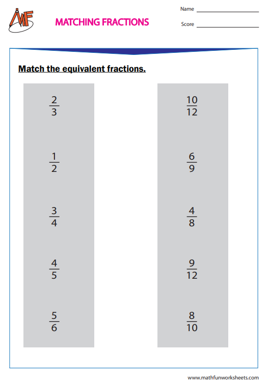 Matching Equivalent Fractions