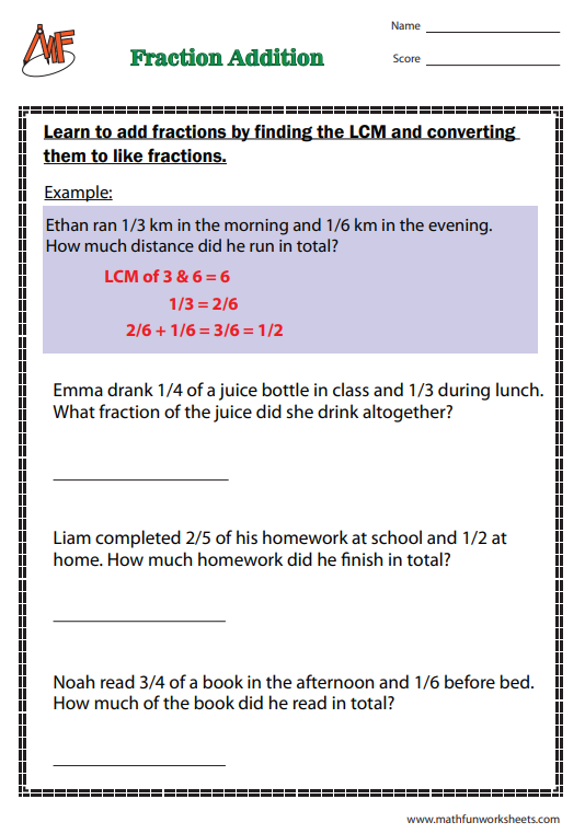 Fractions Word Problems