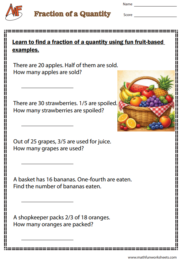 Fraction Multiplication Word Problems