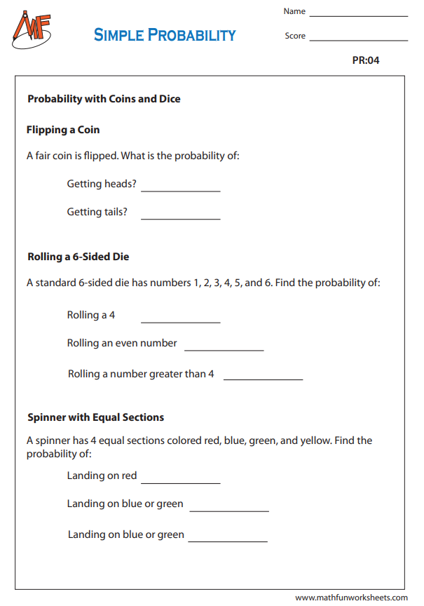 Probability Worksheets