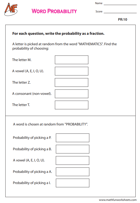 Probability Worksheets
