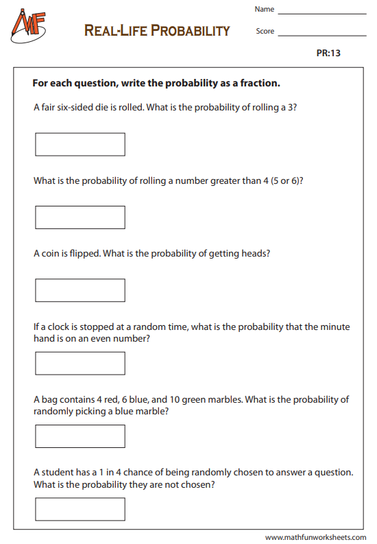Probability Worksheets