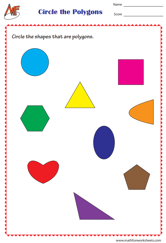 Identifying Polygons Worksheets