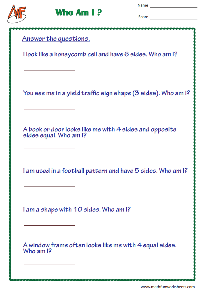 Types of Polygons Worksheets