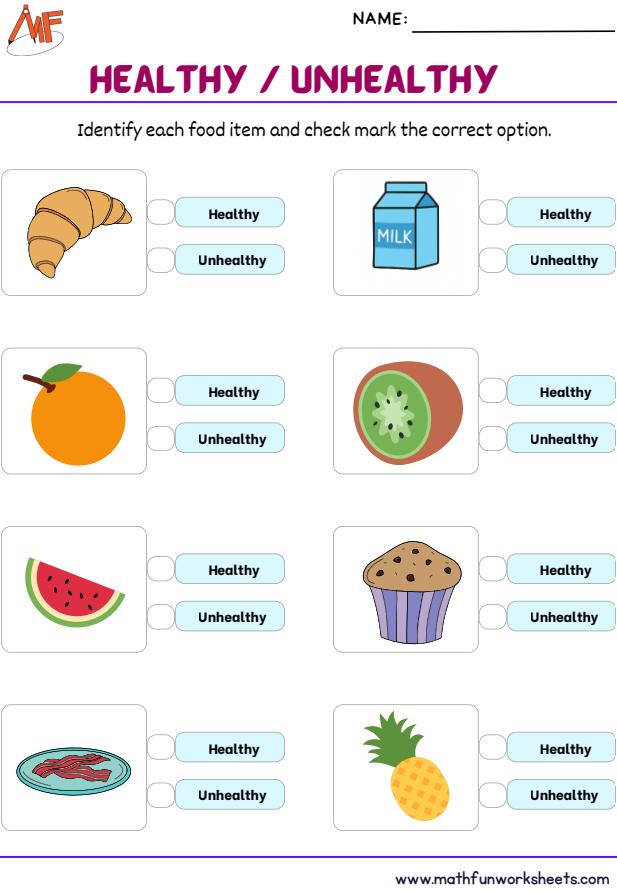 Healthy Foods Worksheets