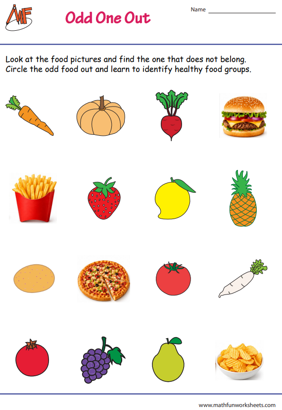 Healthy Foods Worksheets