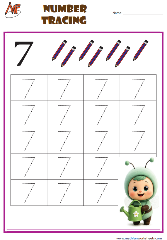 Tracing Numbers 7 to 9