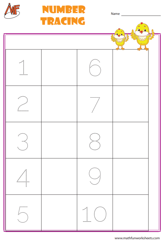 Tracing Numbers Worksheets