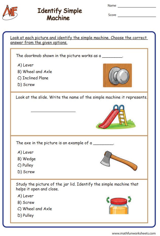 Simple Machines Worksheets