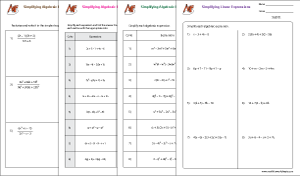 Simplifying Algebraic Expression Worksheets